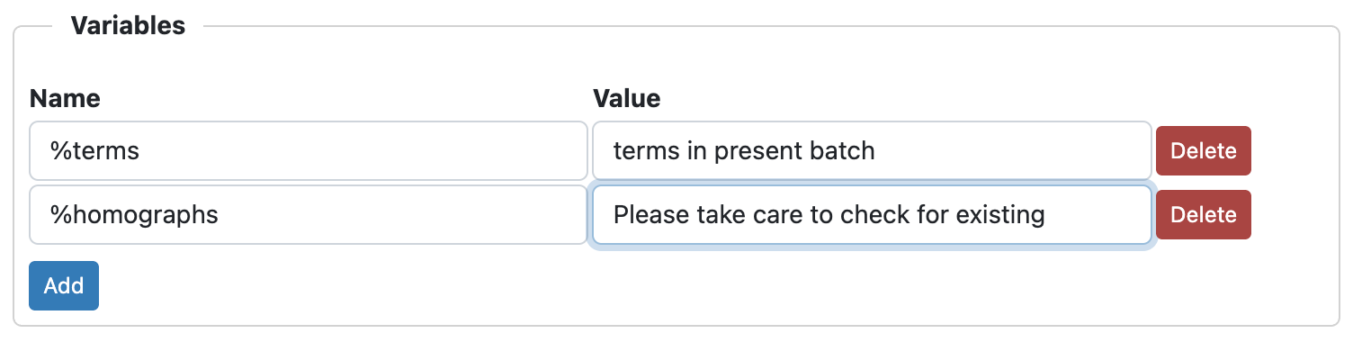 workspace variables
