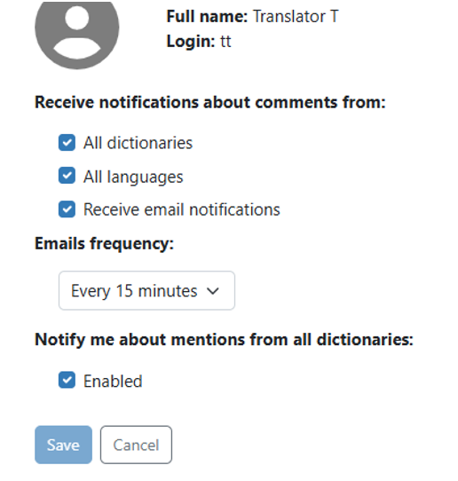 notification settings edit default
