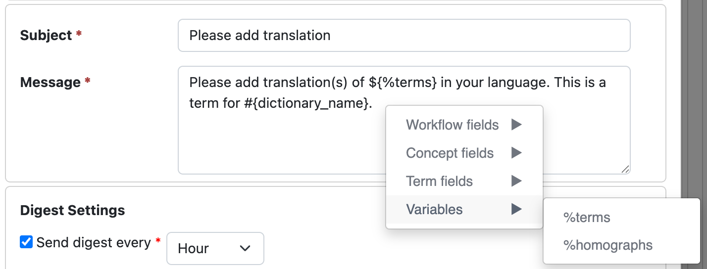 workspace add variable to template