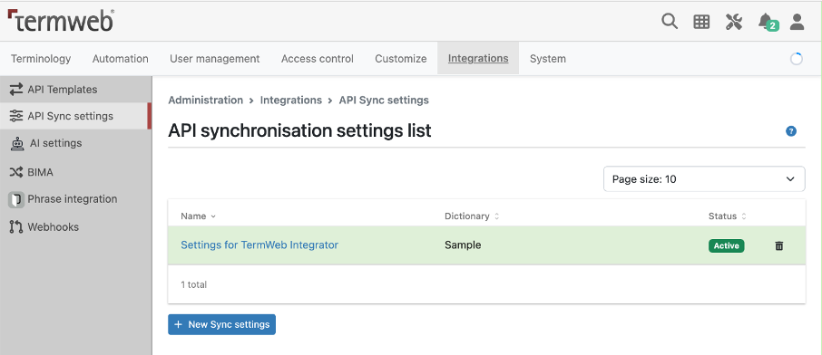 sync settings list