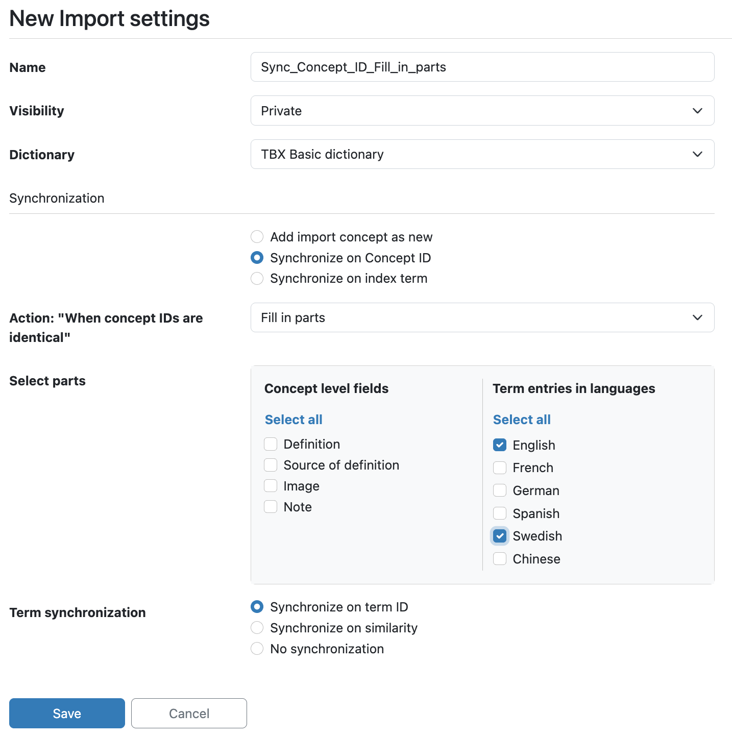 example settings